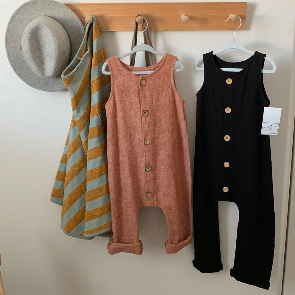Black linen romper